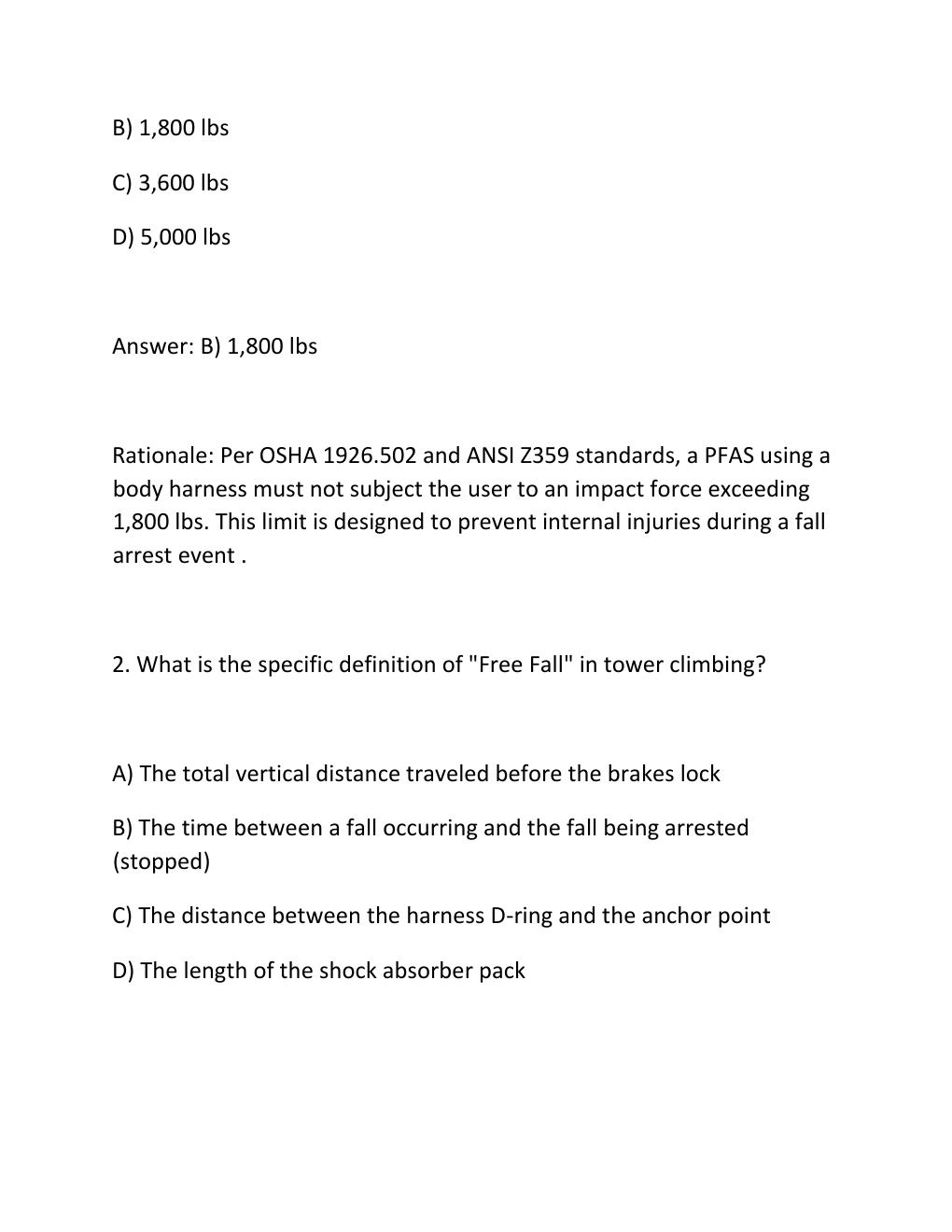 Preview page 2 of NWSA TTT-1 WRITTEN TEST PRACTICE EXAM Telecommunications Tower Technician 1.