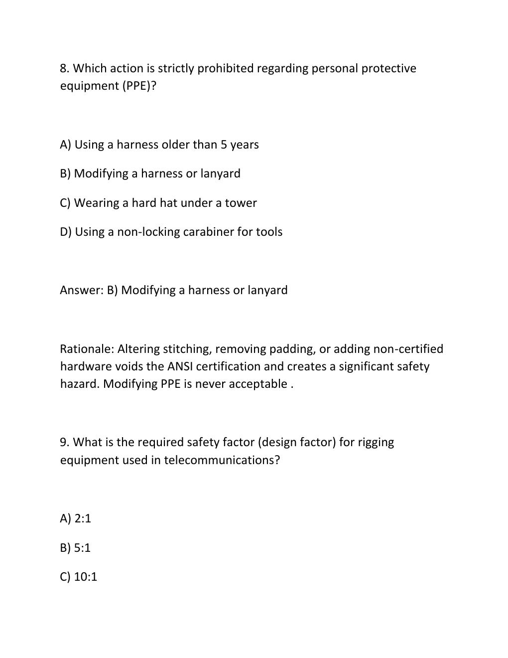 Preview page 7 of NWSA TTT-1 WRITTEN TEST PRACTICE EXAM Telecommunications Tower Technician 1.
