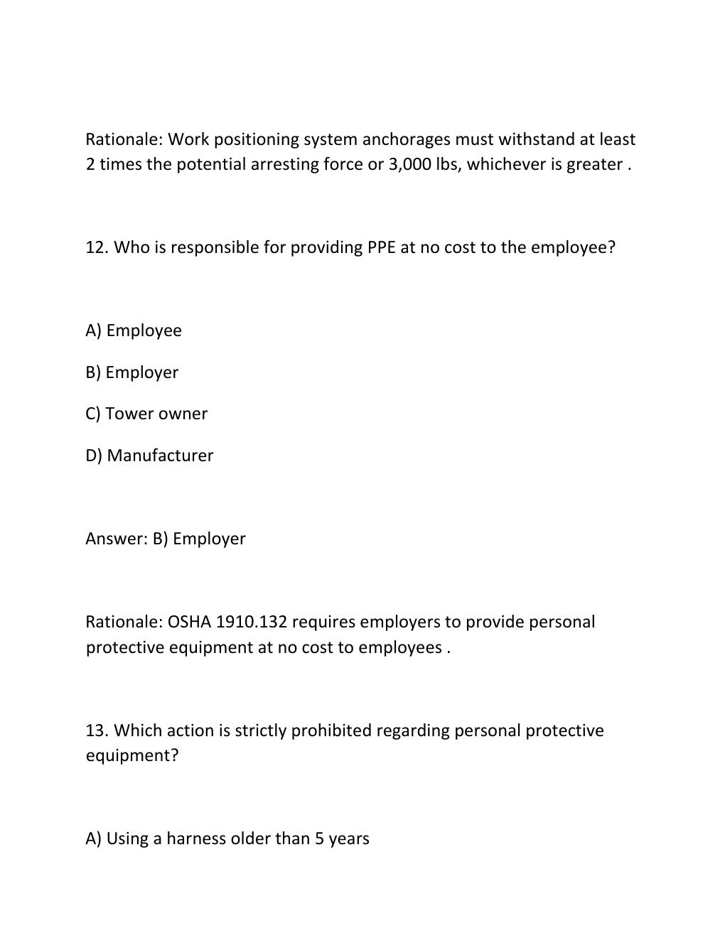 Preview page 9 of NWSA TTT-1 WRITTEN TEST PRACTICE EXAM Telecommunications Tower Technician 1, .