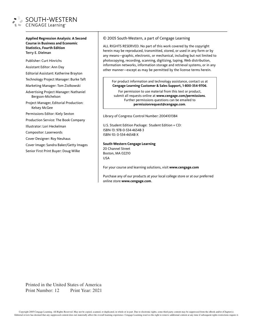 Preview page 4 of Applied Regression Analysis A Second Course in Business and Economic Statistics 4th Edition By Dielman