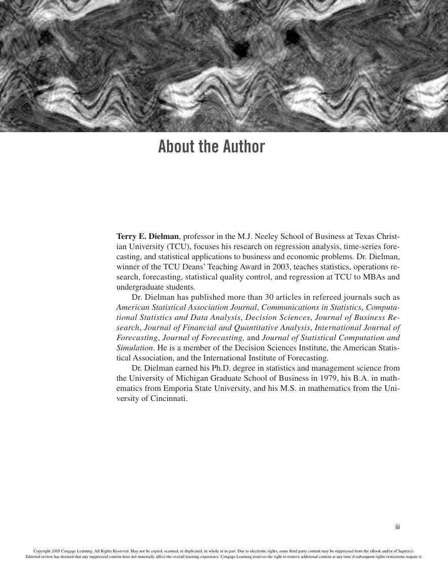 Preview page 5 of Applied Regression Analysis A Second Course in Business and Economic Statistics 4th Edition By Dielman