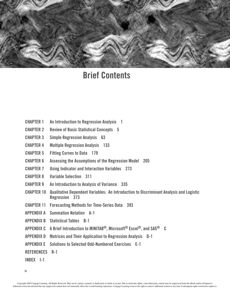 Preview page 6 of Applied Regression Analysis A Second Course in Business and Economic Statistics 4th Edition By Dielman