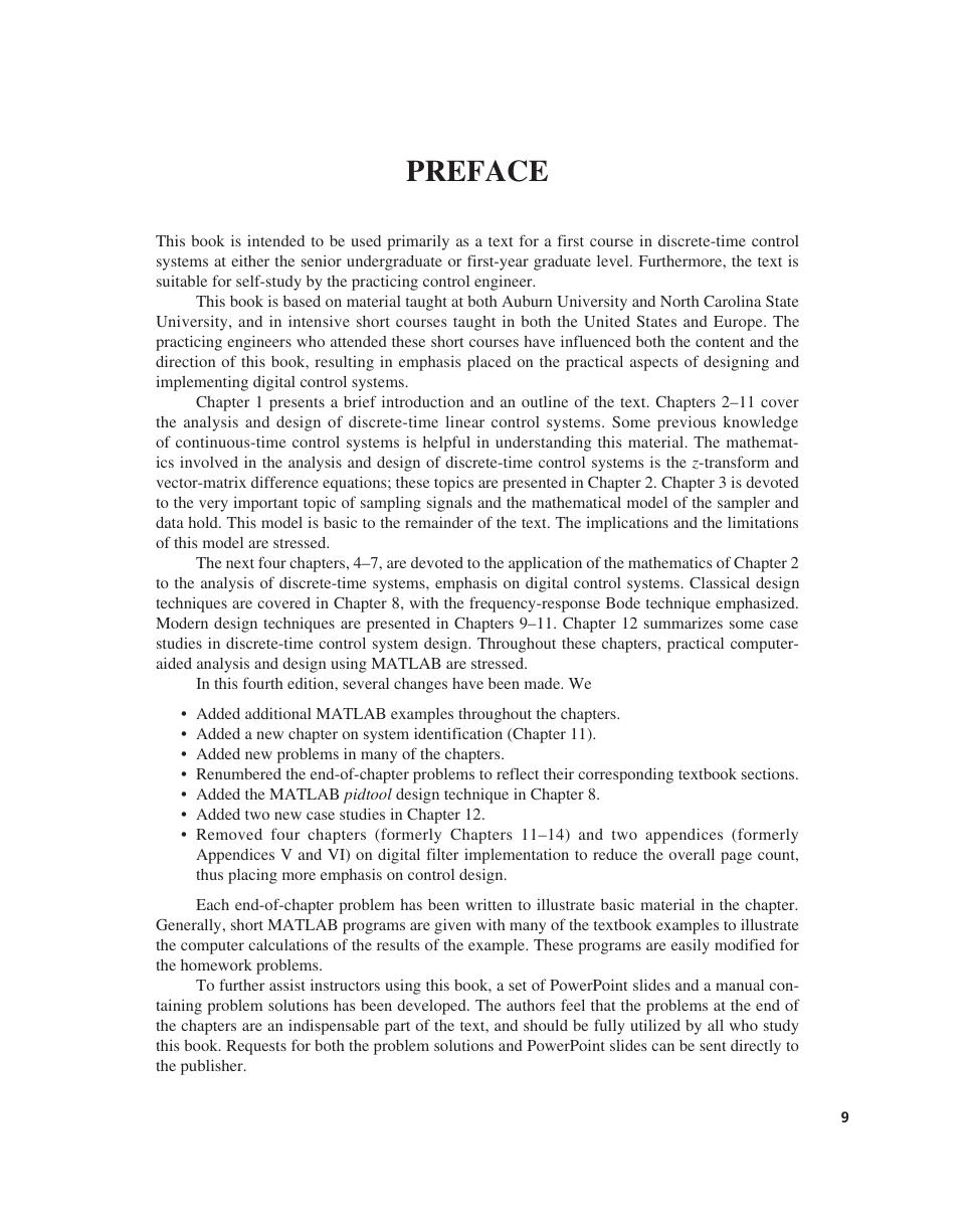 Preview page 10 of Digital Control System Analysis & Design 4th Global Edition By Charles Phillips, Troy Nagle, James Brickley, Aranya Chak