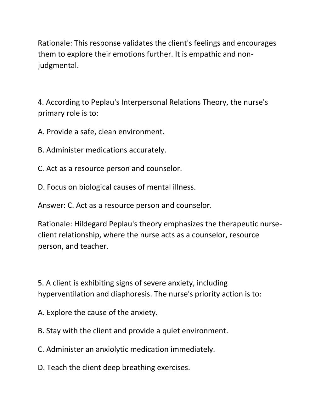Preview page 3 of PN3003 MIDTERM REVIEW MENTAL HEALTH DISORDERS & NURSING CONCEPTS Complete Practice Test .