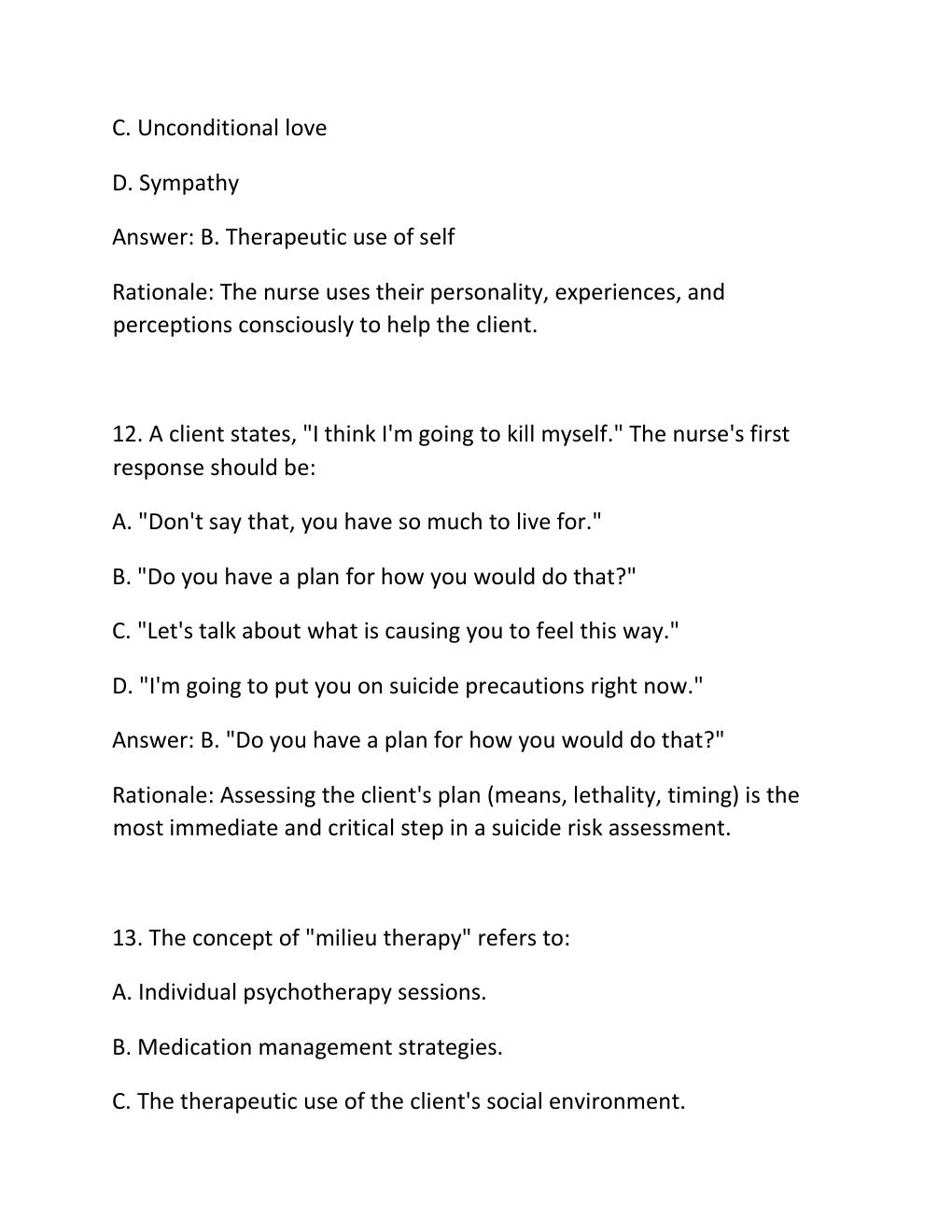 Preview page 7 of PN3003 MIDTERM REVIEW MENTAL HEALTH DISORDERS & NURSING CONCEPTS Complete Practice Test .