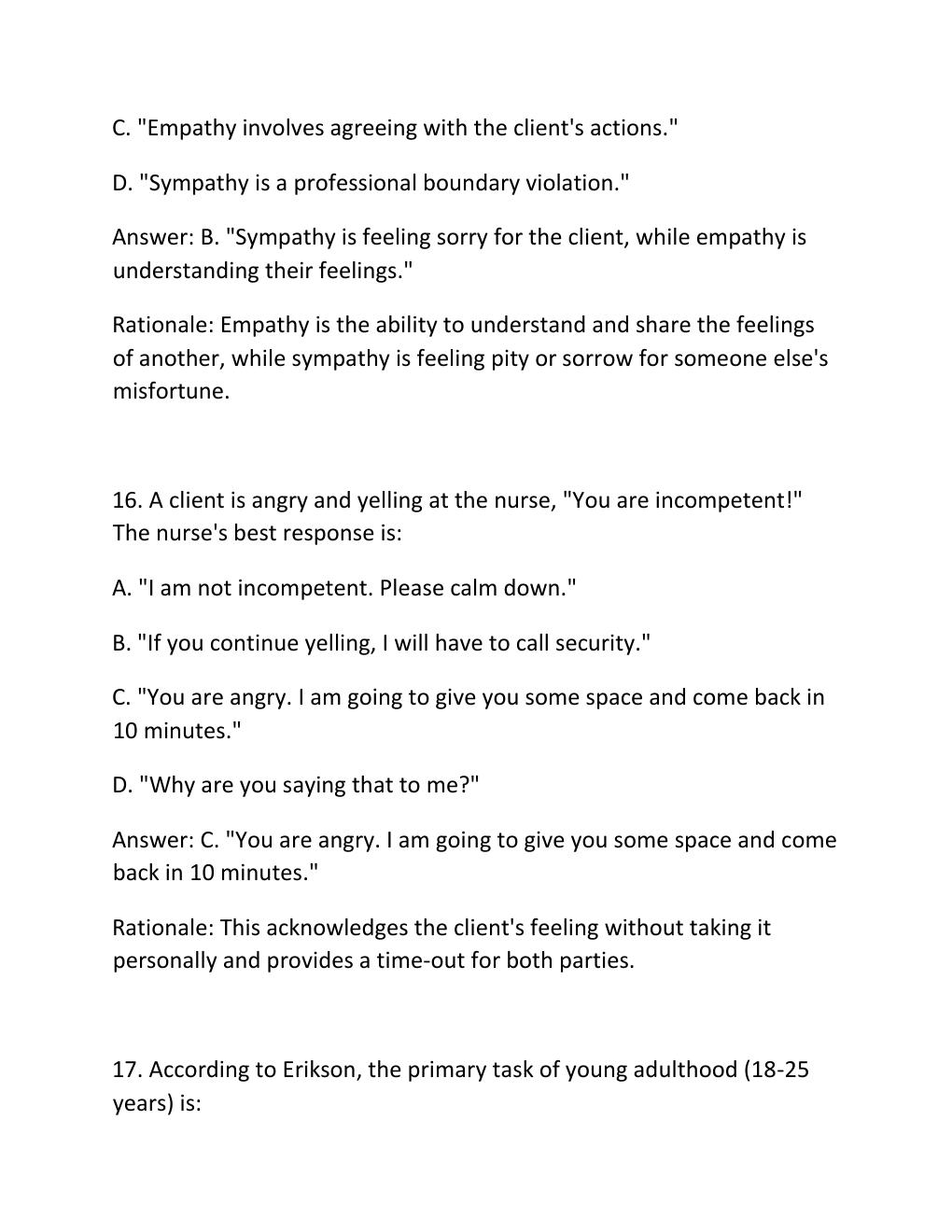 Preview page 9 of PN3003 MIDTERM REVIEW MENTAL HEALTH DISORDERS & NURSING CONCEPTS Complete Practice Test .