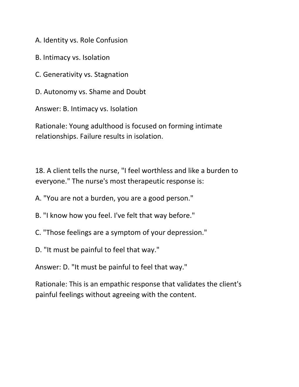 Preview page 10 of PN3003 MIDTERM REVIEW MENTAL HEALTH DISORDERS & NURSING CONCEPTS Complete Practice Test .