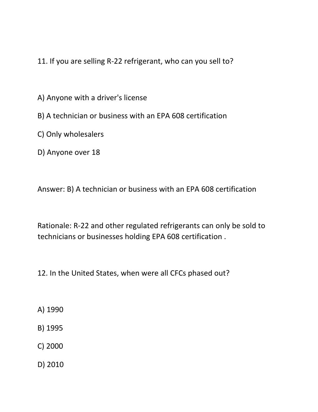 Preview page 8 of SkillCat EPA 608 Exam Practice Test 300 Questions with Verified Answers