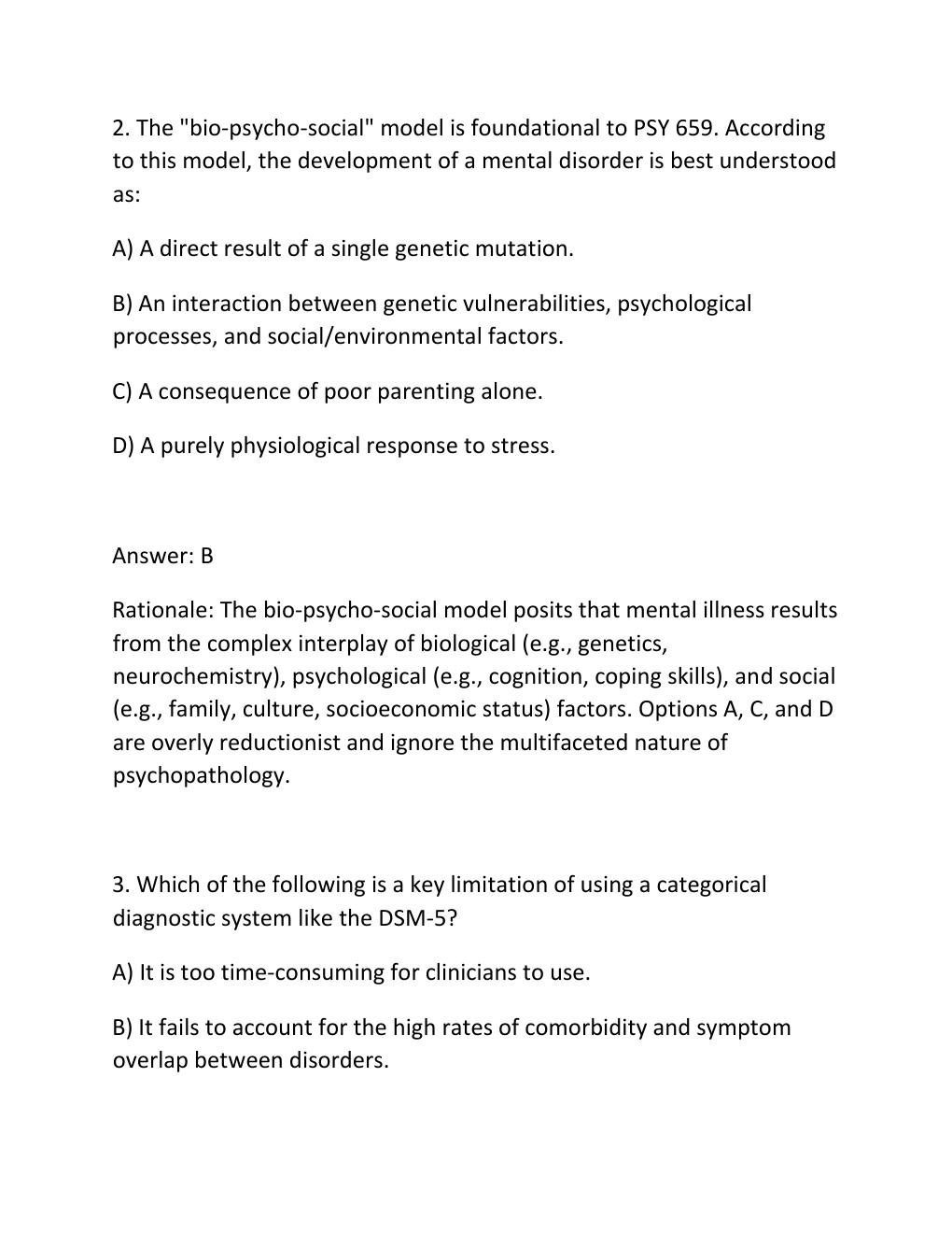 Preview page 2 of PSY 659 Midterm Study Guide — 200 Practice Questions with Verified Answers & Rationales.