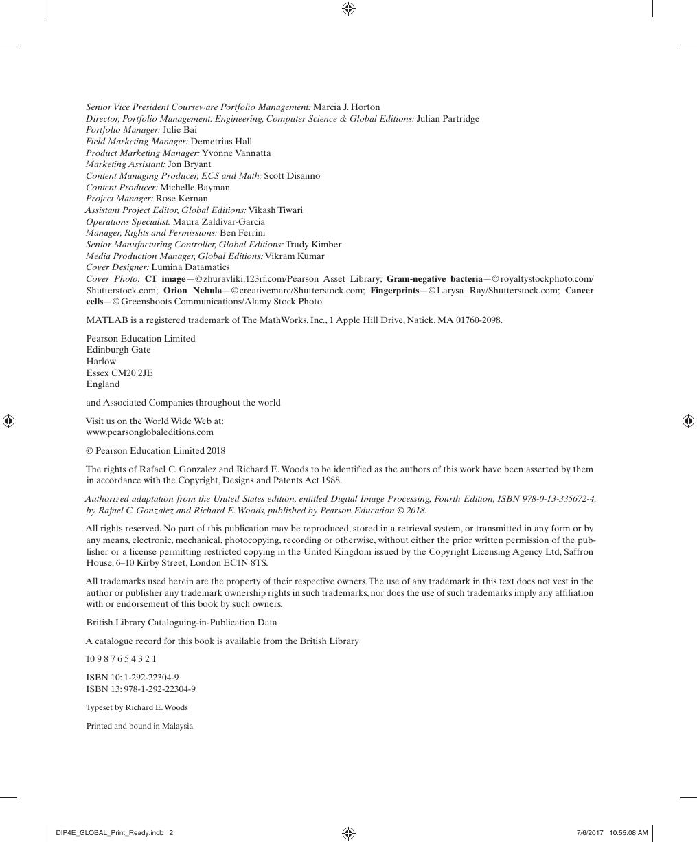Preview page 4 of Digital Image Processing 4th Edition By Rafael Gonzalez, Richard Woods