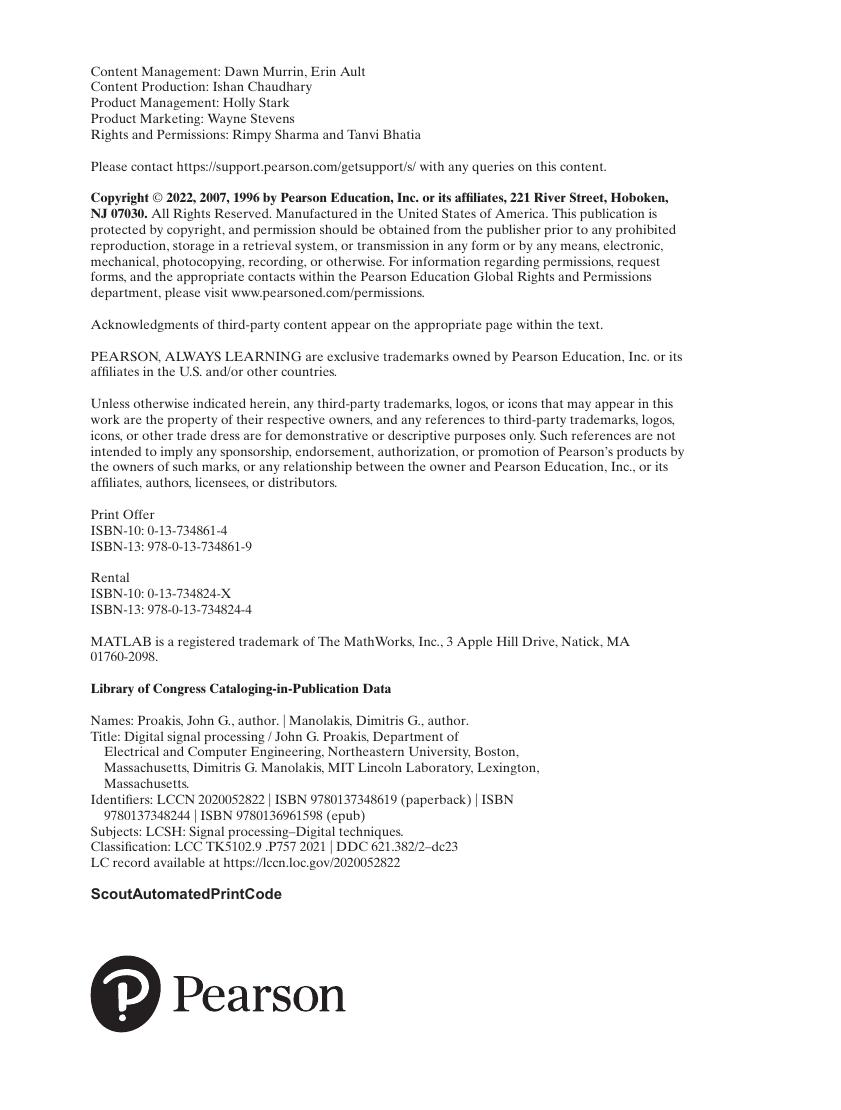 Preview page 4 of Digital Signal Processing Principles, Algorithms and Applications 5th Edition By John G. Proakis, Dimitris G Manolakis