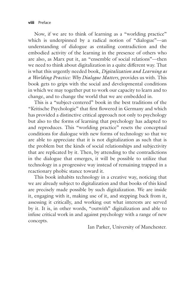 Preview page 9 of Digitalization and Learning As a Worlding Practice Why Dialogue Matters 1st Edition By Ernst Schraube