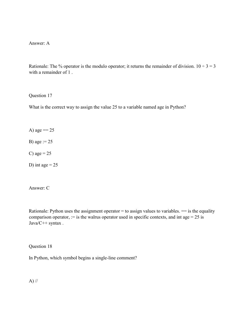Preview page 10 of WGU E010 OBJECTIVE ASSESSMENT 2 Foundations of Programming (Python) Complete