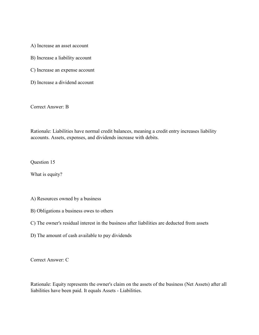 Preview page 9 of WGU D774 INTRODUCTION TO BUSINESS ACCOUNTING Complete Practice Test Bank