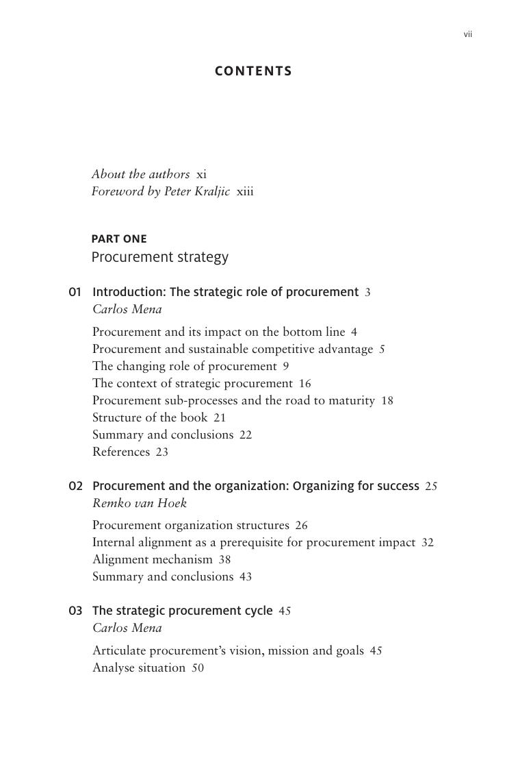 Preview page 8 of Leading Procurement Strategy Driving Value Through the Supply Chain 3rd Edition By Carlos Mena, Remko Van Hoek, Martin C