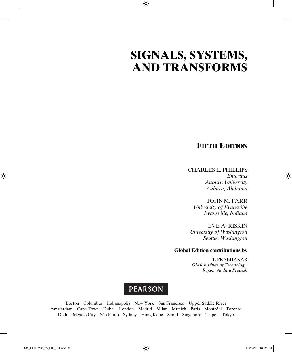 Preview page 4 of Signals, Systems & Transforms 5th Global Edition By Phillips Charles, Parr John