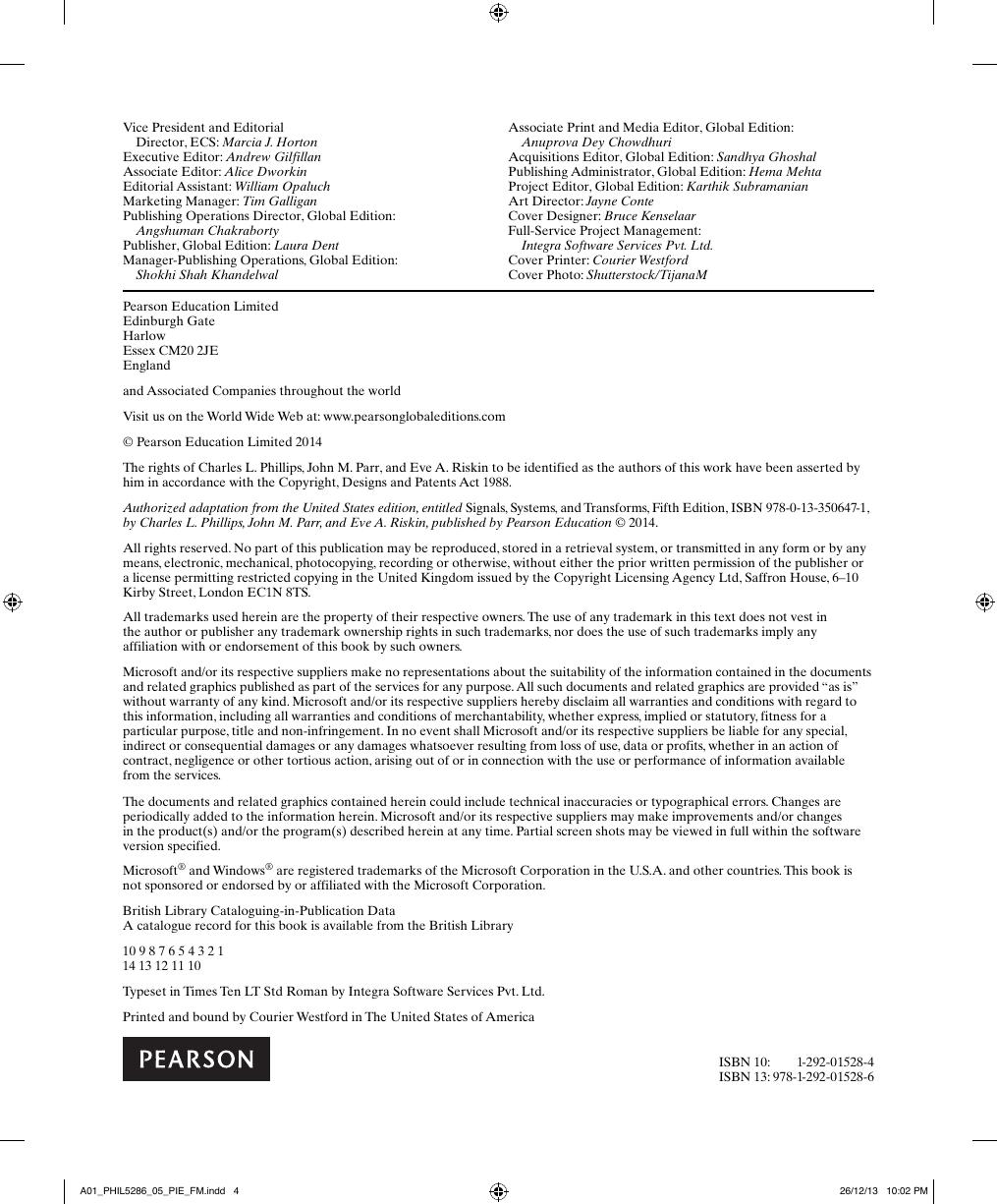Preview page 5 of Signals, Systems & Transforms 5th Global Edition By Phillips Charles, Parr John