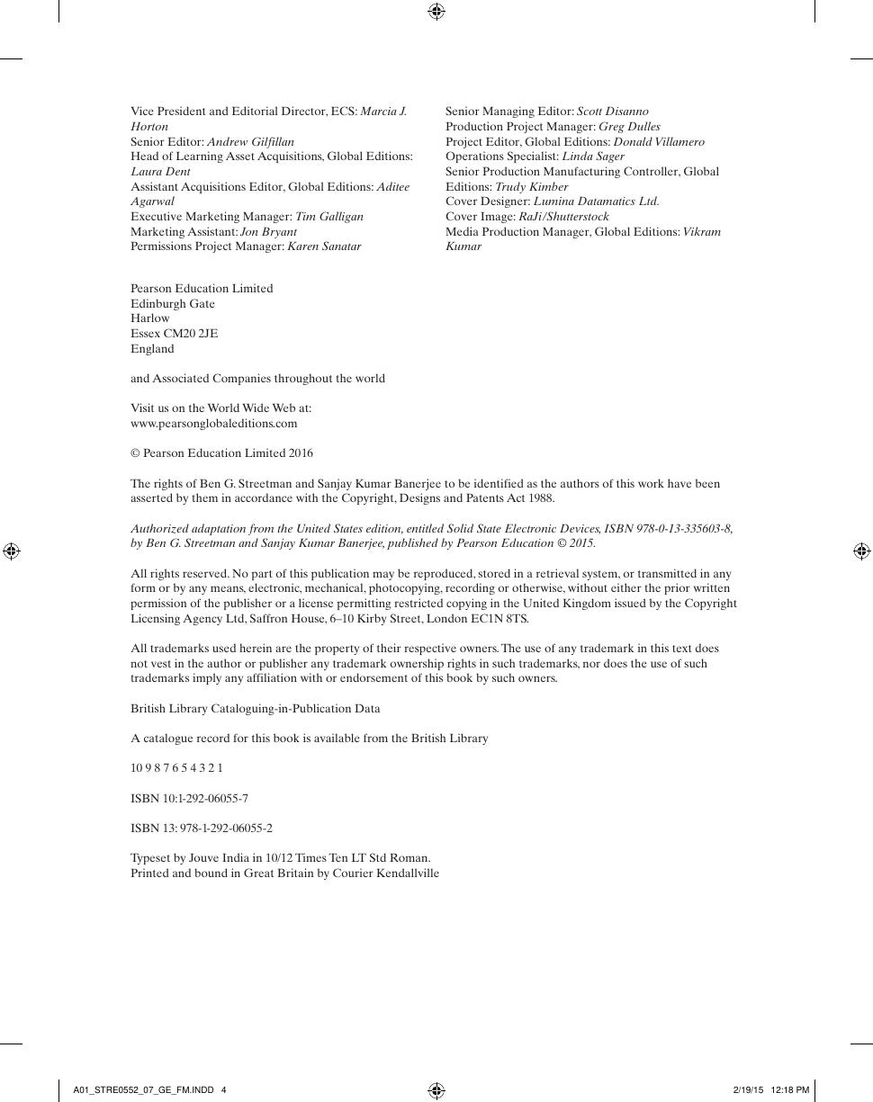 Preview page 5 of Solid State Electronic Devices 7th Global Edition By Ben Streetman, Sanjay Banerjee