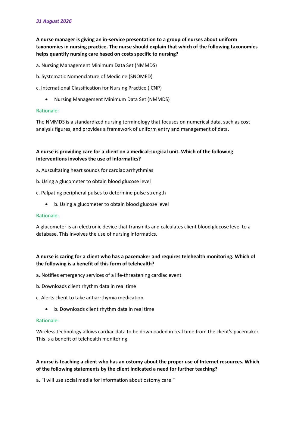 Preview page 3 of ATI: Nursing Informatics & Technology Practice  Assessment 2026/2027 Test Exam 70 comprehensive  questions | FREQUENTLY