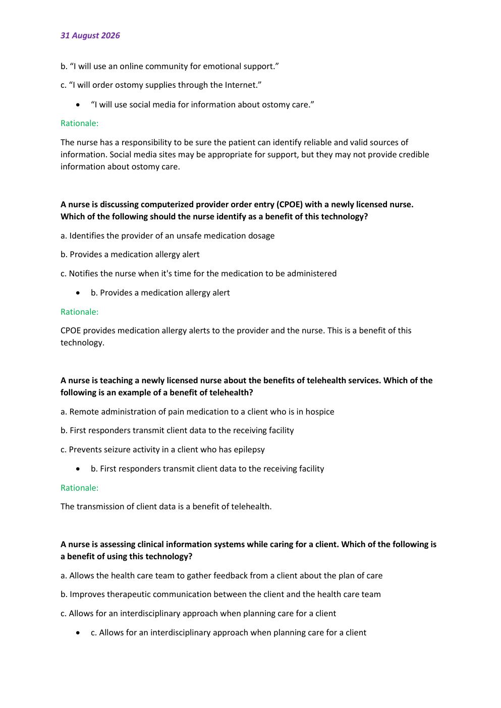Preview page 4 of ATI: Nursing Informatics & Technology Practice  Assessment 2026/2027 Test Exam 70 comprehensive  questions | FREQUENTLY