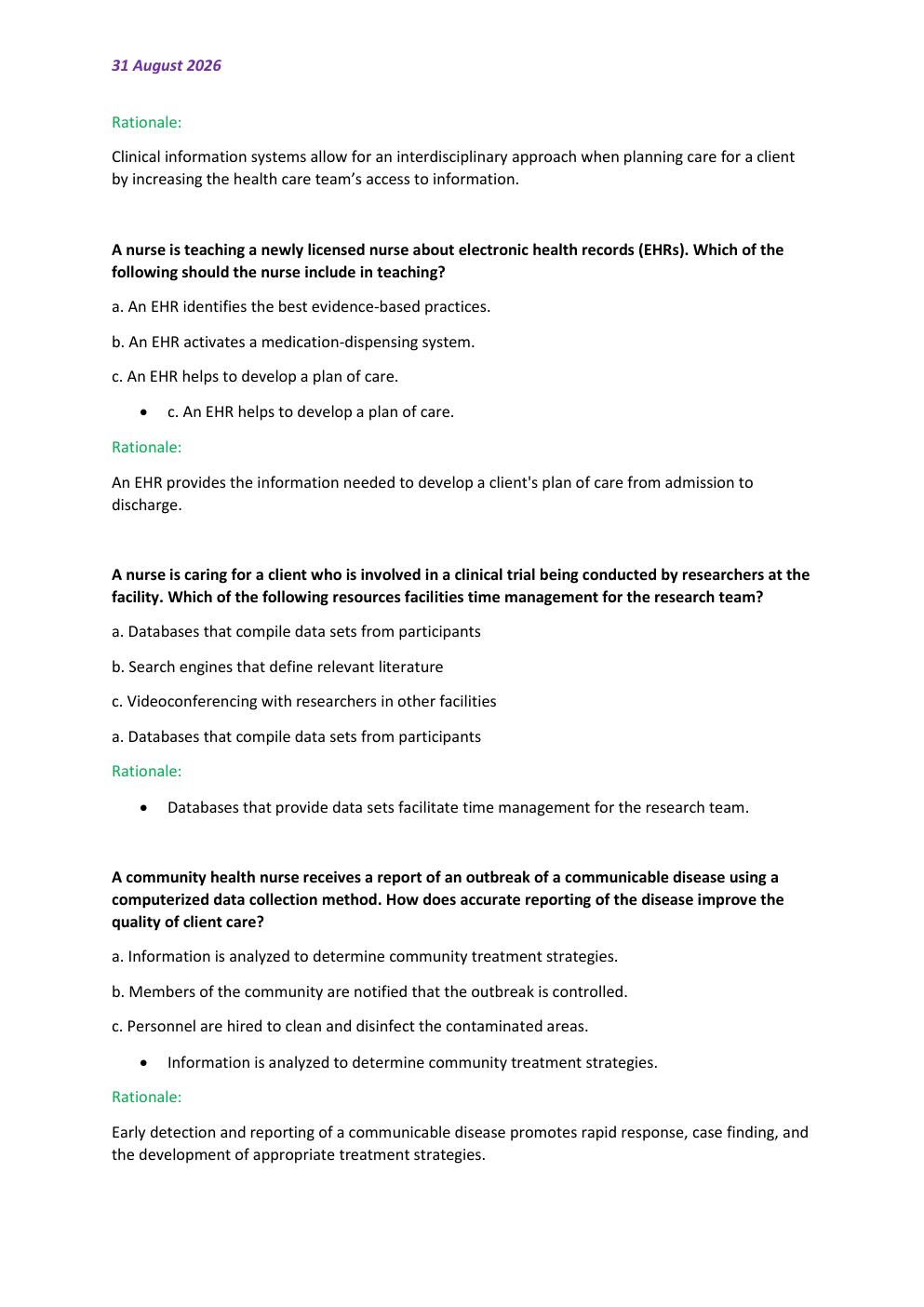 Preview page 5 of ATI: Nursing Informatics & Technology Practice  Assessment 2026/2027 Test Exam 70 comprehensive  questions | FREQUENTLY