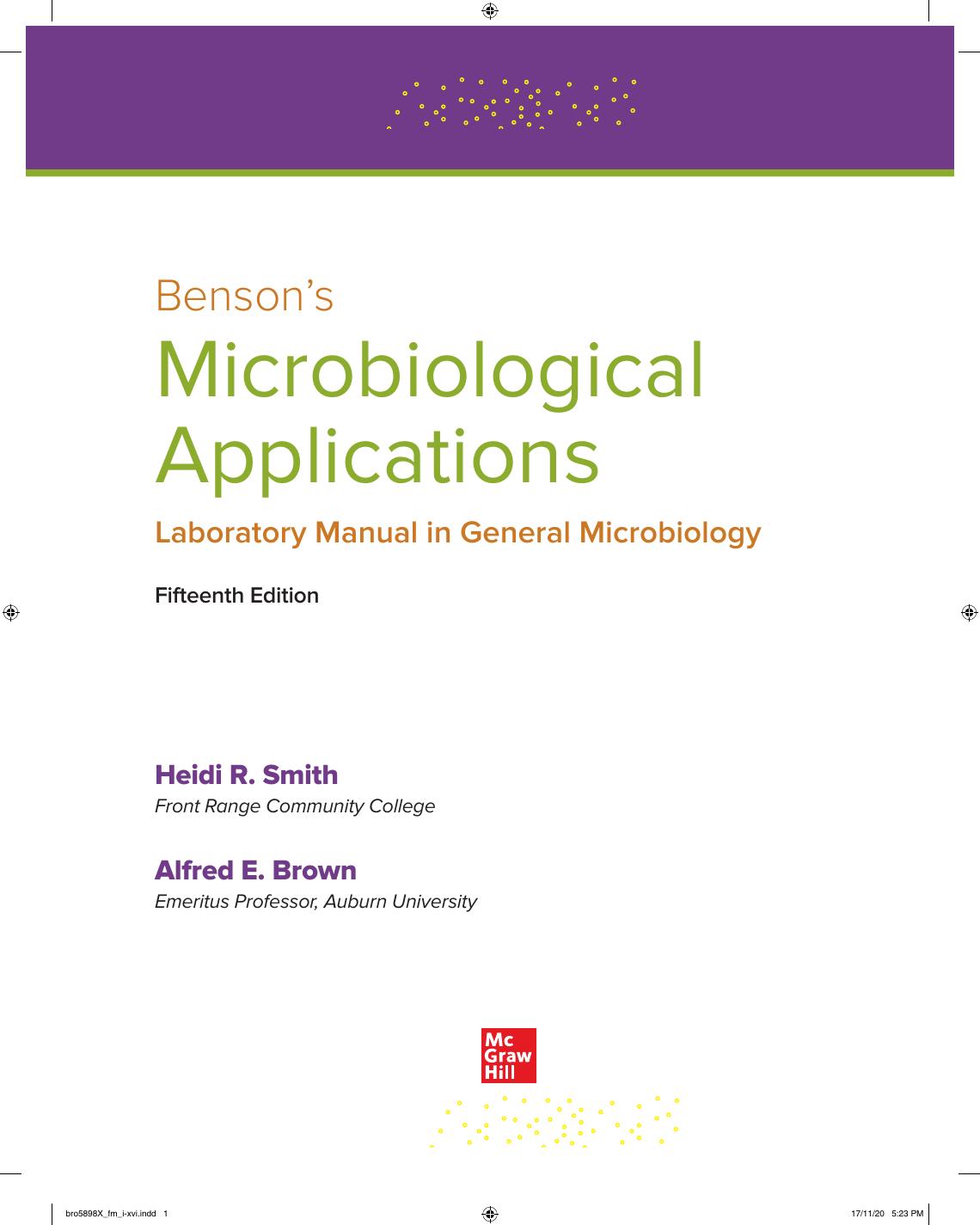 Preview page 2 of Benson's Microbiological Applications Laboratory Manual 2025 Release By Heidi Smith, Alfred Brown eBook PDF