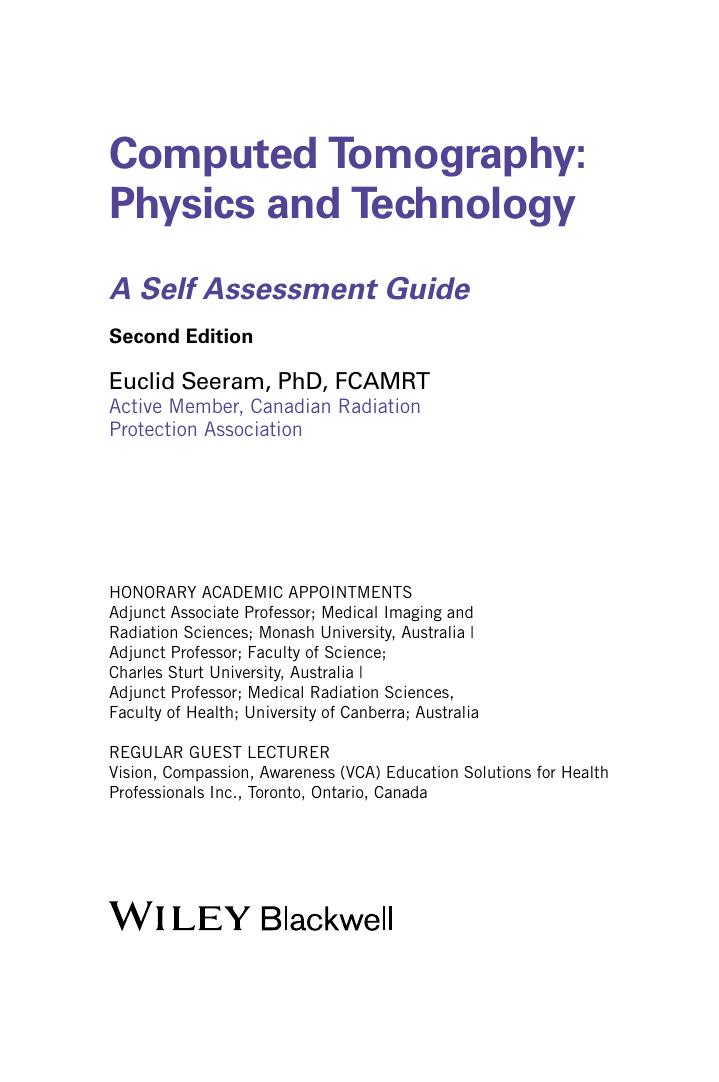 Preview page 5 of Computed Tomography Physics and Technology A Self Assessment Guide 2nd Edition By Euclid Seeram eBook PDF