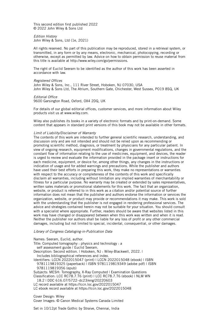 Preview page 6 of Computed Tomography Physics and Technology A Self Assessment Guide 2nd Edition By Euclid Seeram eBook PDF