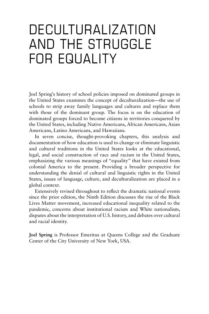Preview page 2 of Deculturalization and the Struggle for Equality 9th Edition By  Joel Spring eBook PDF