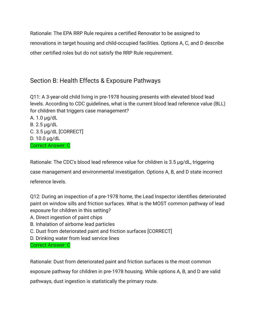 Preview page 5 of EPA Model Lead Inspector Exam Prep 2026/2027 – Complete Study Guide with Detailed Rationales | 100% Verified | Pass Guar
