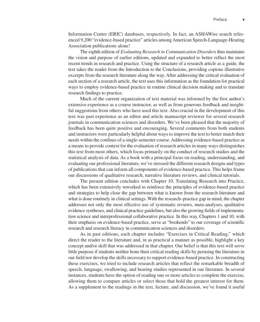 Preview page 6 of Evaluating Research in Communication Disorders 8th Edition By Robert Orlikoff, Nicholas Schiavetti, Dale Metz eBook PDF