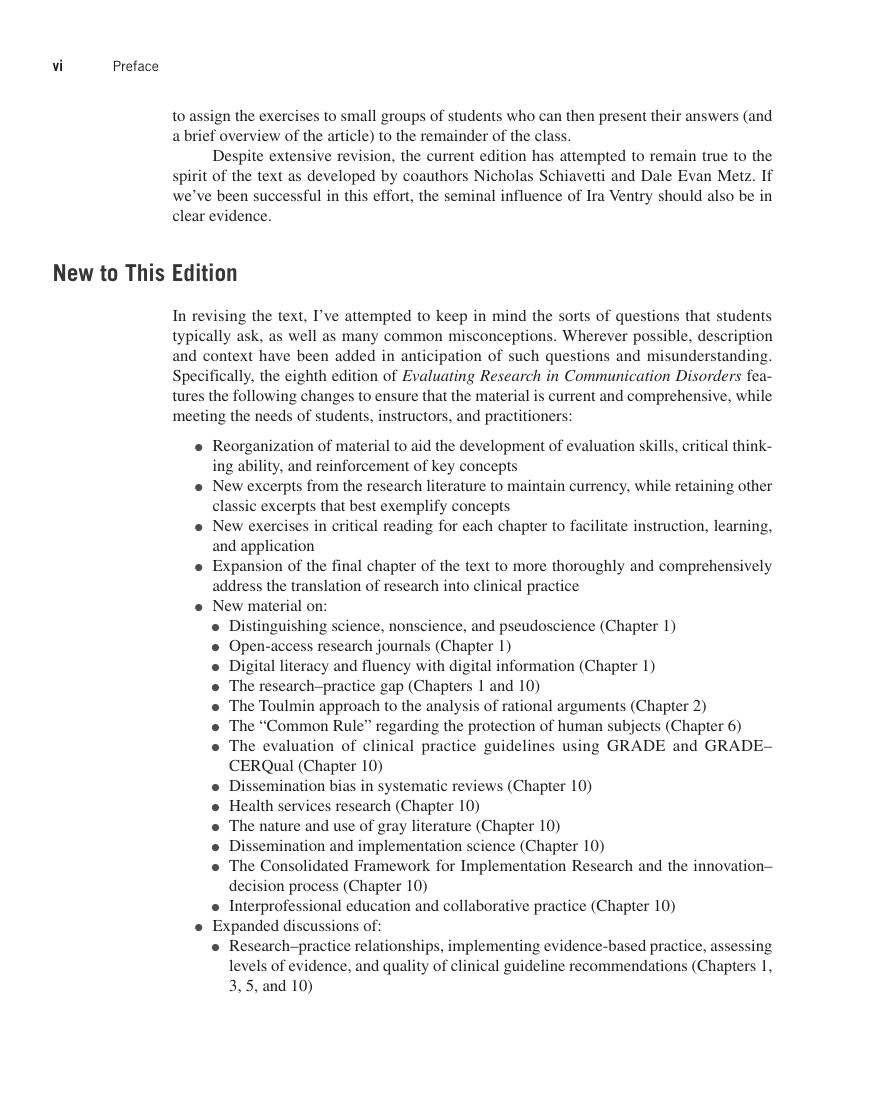 Preview page 7 of Evaluating Research in Communication Disorders 8th Edition By Robert Orlikoff, Nicholas Schiavetti, Dale Metz eBook PDF