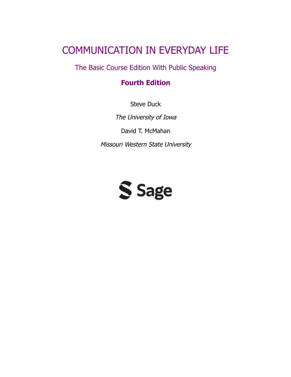 Preview page 3 of Communication in Everyday Life The Basic Course Edition With Public Speaking 4th Edition By Steve Duck, David McMahan