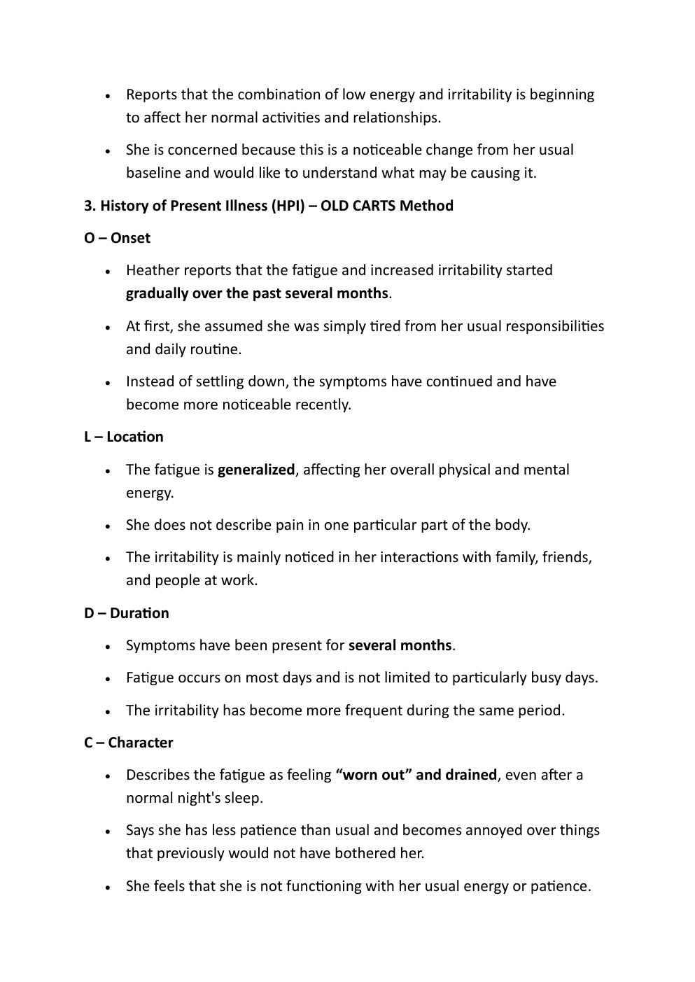 Preview page 4 of Ihuman Comprehensive Case  Study, Heather Stanton. Reason  for encounter: Fatigue and  Irritability.   Exam Study Guide.