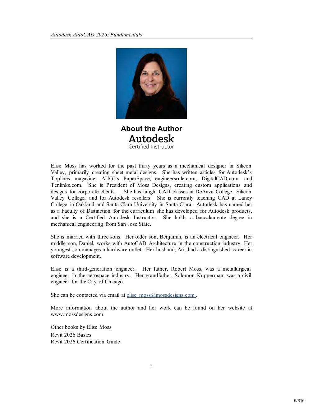 Preview page 6 of Autodesk AutoCAD 2026 Fundamentals 19th Edition By Elise Moss
