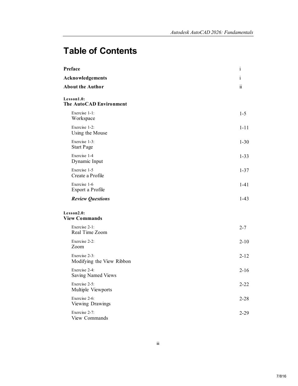 Preview page 7 of Autodesk AutoCAD 2026 Fundamentals 19th Edition By Elise Moss