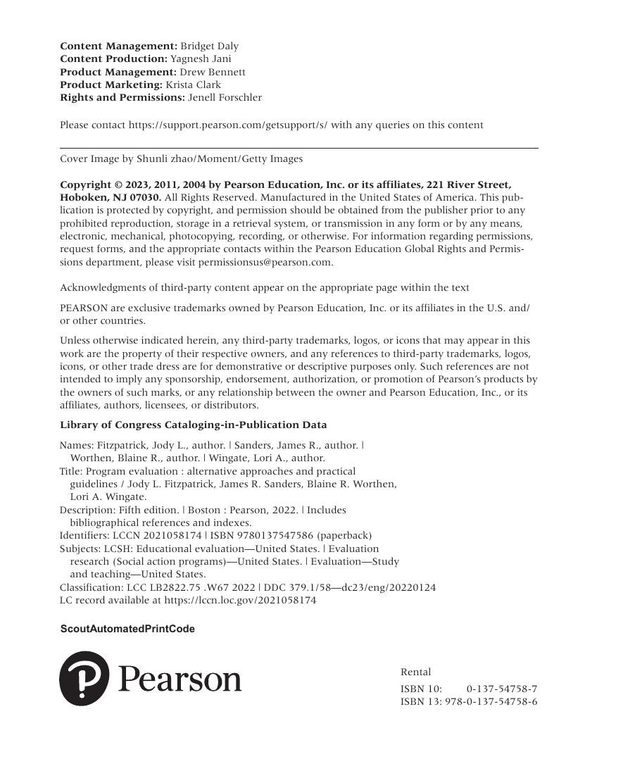 Preview page 3 of Program Evaluation Alternative Approaches and Practical Guidelines 5th Edition By Fitzpatrick  Sanders  Worthen  Wingate