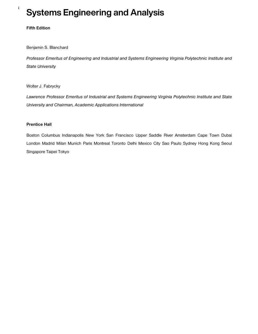 Preview page 3 of Systems Engineering and Analysis 5th Edition By Benjamin Blanchard, Wolter Fabrycky
