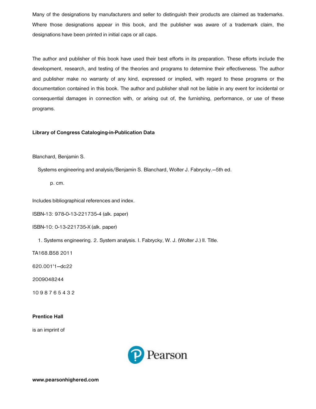 Preview page 5 of Systems Engineering and Analysis 5th Edition By Benjamin Blanchard, Wolter Fabrycky