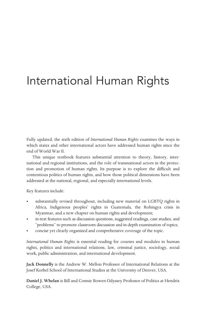 Preview page 4 of International Human Rights 6th Edition By Daniel Edquist-Whelan, Jack Donnelly