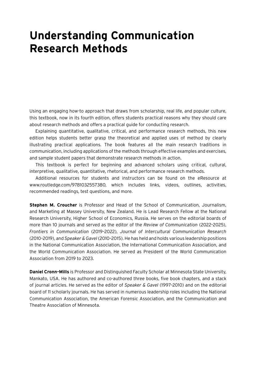 Preview page 2 of Understanding Communication Research Methods A Theoretical and Practical Approach 4th Edition By Stephen Croucher, Danie