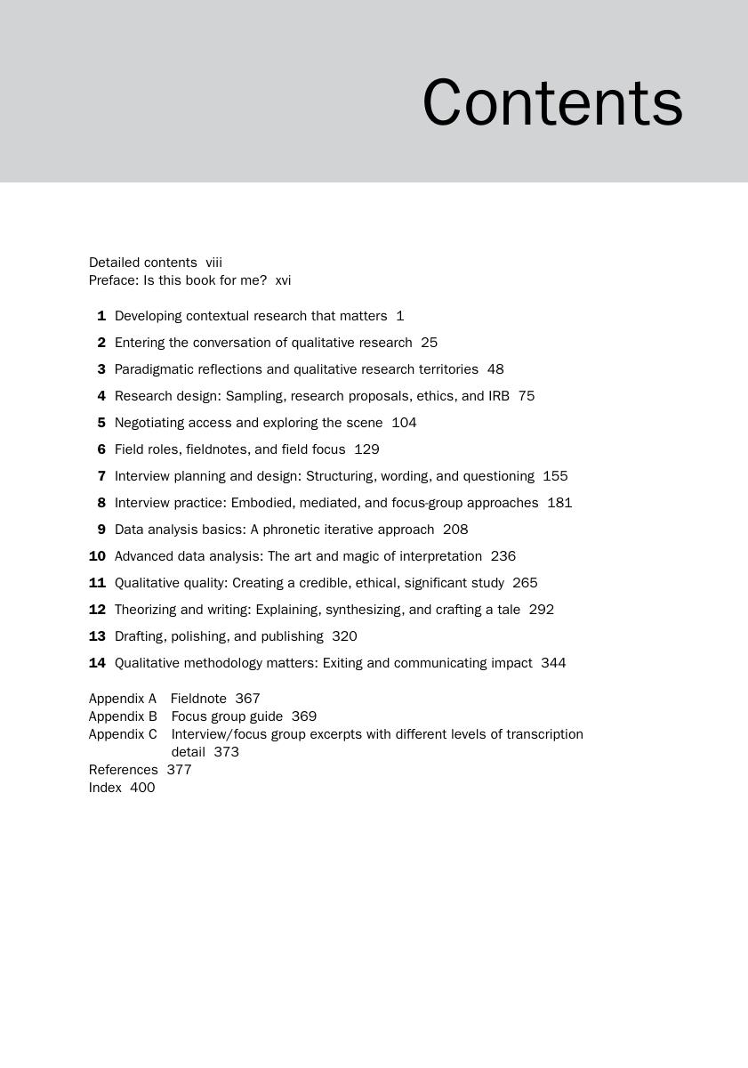 Preview page 9 of Qualitative Research Methods Collecting Evidence, Crafting Analysis, Communicating Impact 2nd Edition By Sarah Tracy