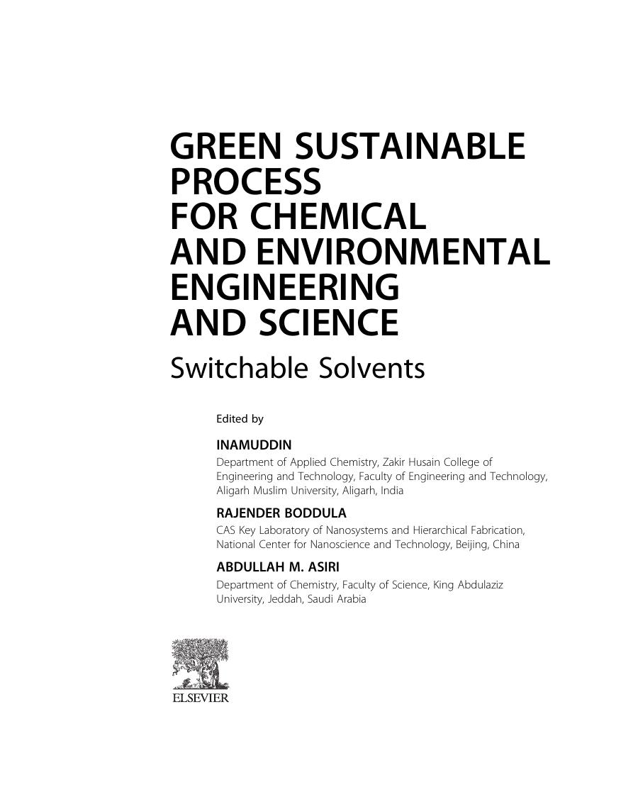 Preview page 4 of Green Sustainable Process for Chemical and Environmental Engineering and Science Switchable Solvents By Dr. Inamuddin, R