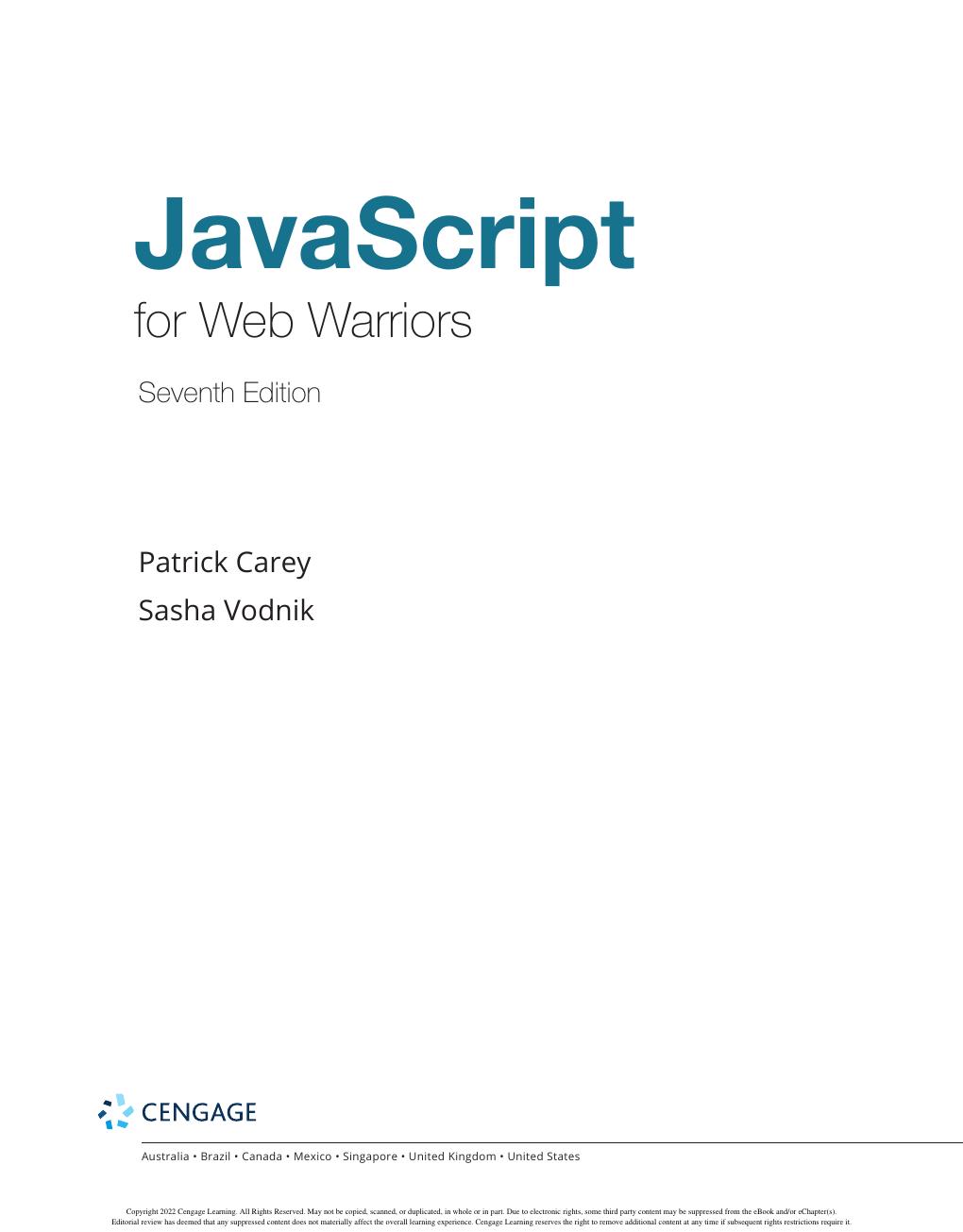 Preview page 2 of JavaScript for Web Warriors 7th Edition By Patrick Carey, Sasha Vodnik eBook PDF