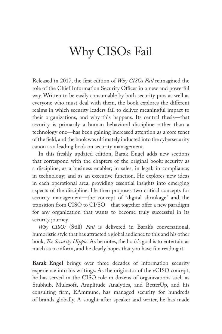 Preview page 8 of eBook Why CISOs Fail 2nd Edition By  Barak Engel