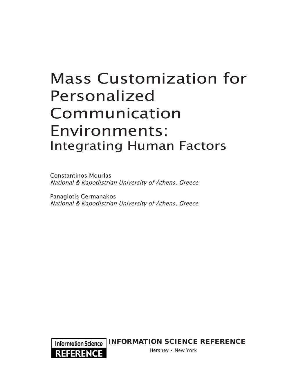 Preview page 2 of Mass Customization for Personalized Communication Environments Integrating Human Factors By Constantinos Mourlas, Panagi
