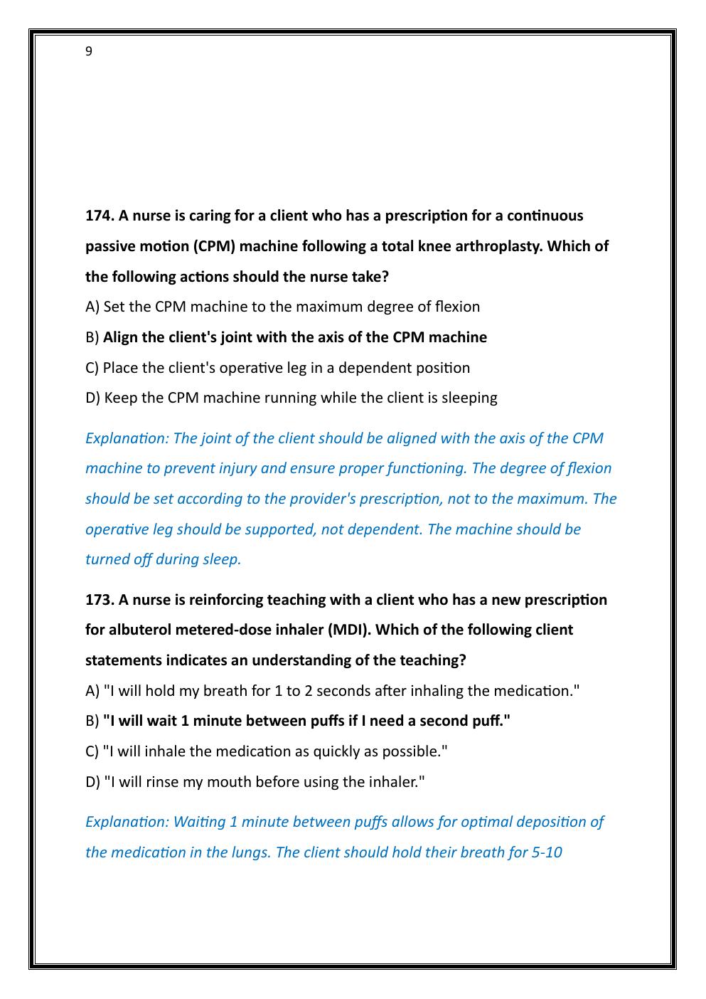 Preview page 9 of ATI PN COMPREHENSIVE PREDICTOR 2023 EXIT  EXAM WITH NGN