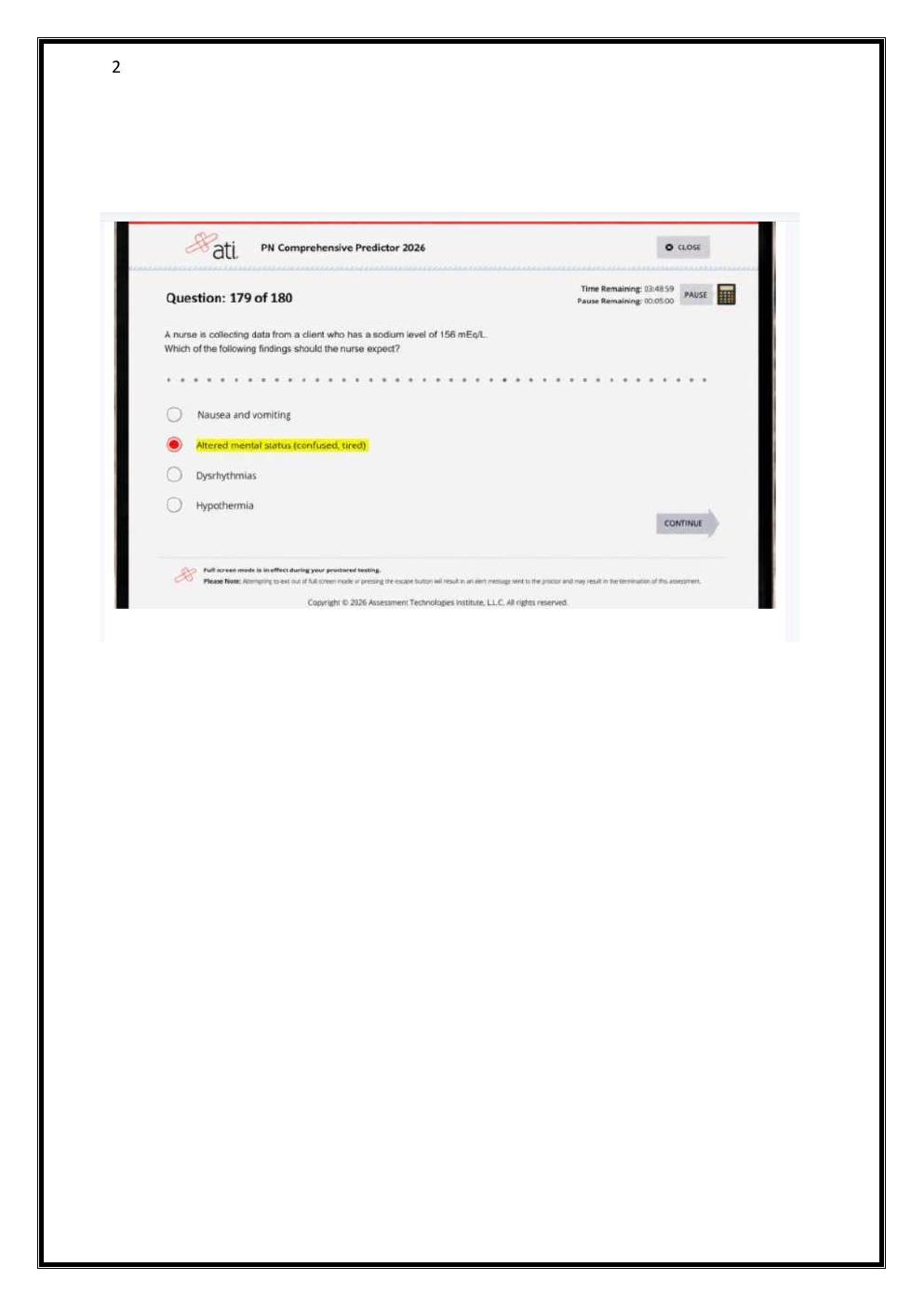 Preview page 2 of ATI PN COMPREHENSIVE PREDICTOR 2023 NGN SCREENSHOT  EXAM