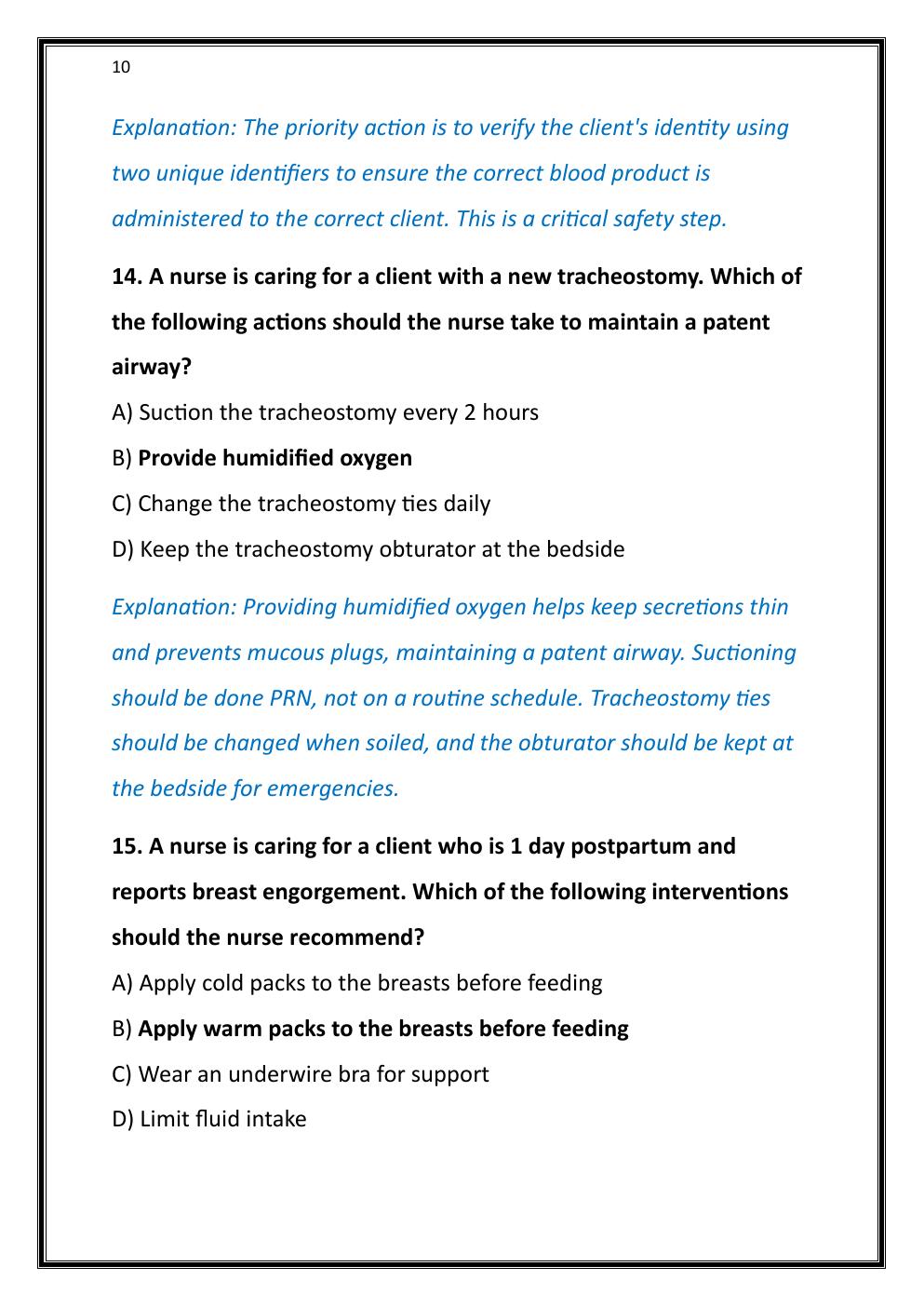 Preview page 10 of 2023 ATI PN COMPREHENSIVE PREDICTOR EXIT EXAM