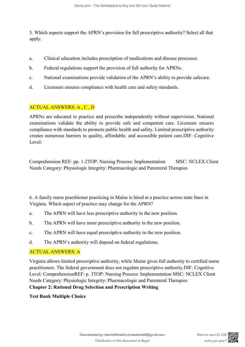Preview page 6 of Test Bank Lehne's Pharmacotherapeutics for Advanced Practice Nurses 3rd Edition